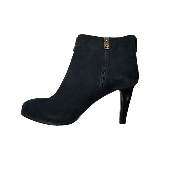 Tory Burch Size 7 Black Luxe Suede Round Toe Stiletto Zip Ankle Boots $450 - Picture 14 of 15